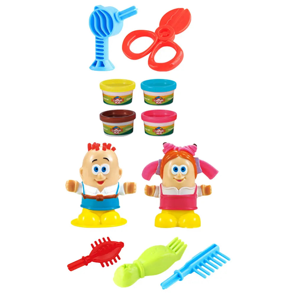 Colored Clay Barber Toys For Kids Pretend Play Hair Salon Set Air Dry Modeling Clay Kids Toy Barber Set Boys Girls Clays Doughs