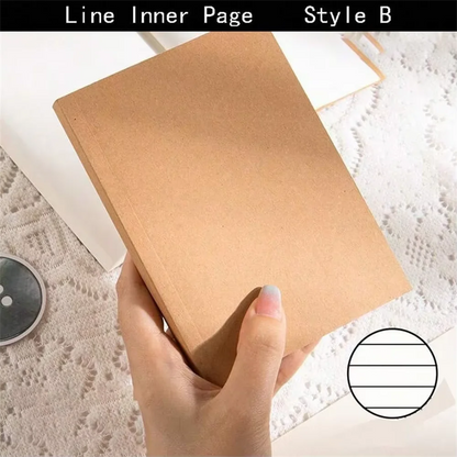 A6 Pocket Thickened Notebook 256 Pages 128 Sheets Line Blank Grid Inner Pages Kraft Paper Cover Small Notepad Book