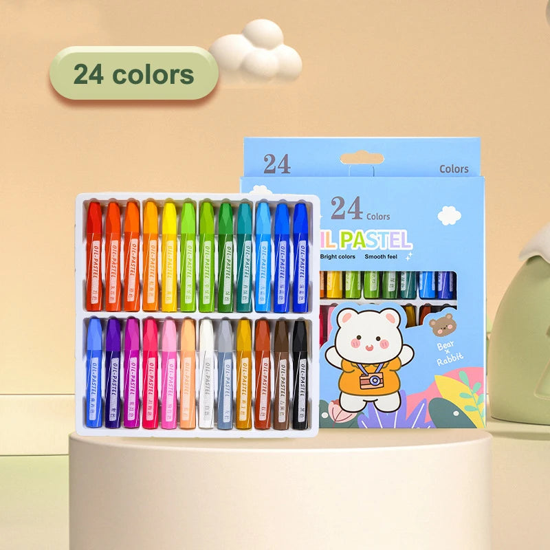 4/12/18/24Colors Art Drawing Set Multicolor Crayons Kid Graffiti Brush Student Oil Painting Stick Suit School Art Supplies