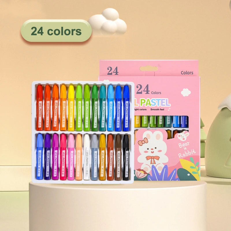 4/12/18/24Colors Art Drawing Set Multicolor Crayons Kid Graffiti Brush Student Oil Painting Stick Suit School Art Supplies