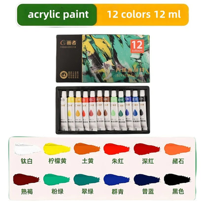 Acrylic paint set, 12/18/24/36 colors - 0.41 ounces tubes, artist-grade non-toxic paints, rich in colors, suitable for rocks, ca