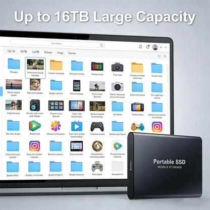 Portable SSD 1TB Original External Hard Drive 2TB High Speed Solid Disk 16TB Mass Storage Drive USB3.2 for Phone/Loptop/Mac/PC