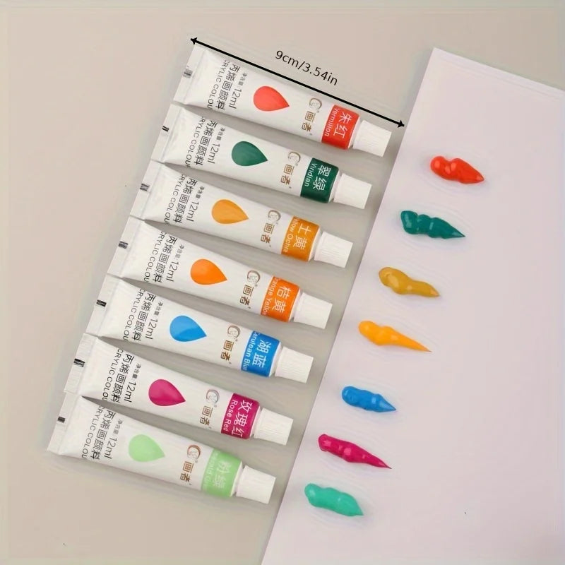 Acrylic paint set, 12/18/24/36 colors - 0.41 ounces tubes, artist-grade non-toxic paints, rich in colors, suitable for rocks, ca