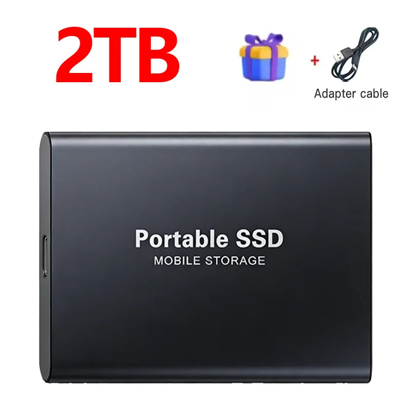 Portable SSD 1TB Original External Hard Drive 2TB High Speed Solid Disk 16TB Mass Storage Drive USB3.2 for Phone/Loptop/Mac/PC