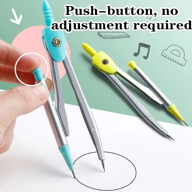 Math Geometry Set with Iron Box Student Exam Drawing Tools Compasses Rulers Triangles Protractor School Supplies for Students