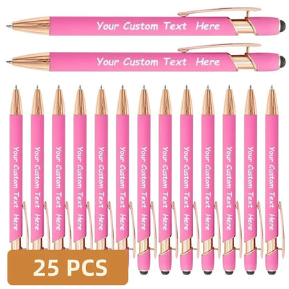 25PCS Personalized Metal Ballpoint Pens Set Customizable Multifunctional Writing Tools for School Office Ideal Gifts Set