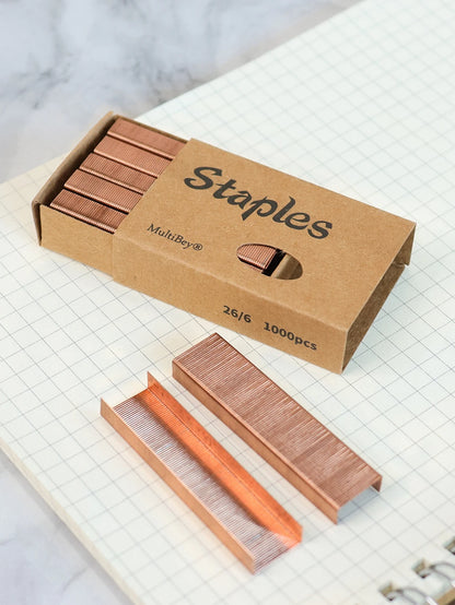 1000Pcs/Box Rose Gold Metal Office Standard Stapler Staples 26 / 6 Binding Machine School Supplies Accessories